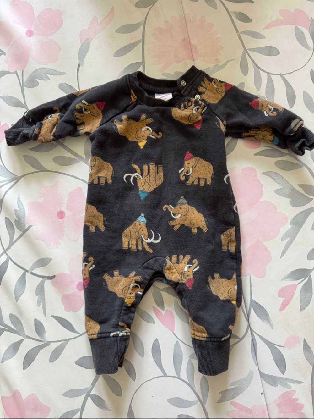 HANNA ANDERSSON Baby One-Piece with Playful Mammoth Print